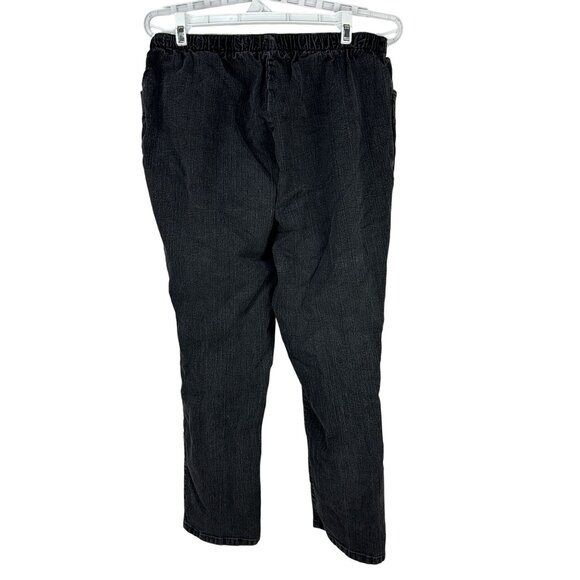 Chic Womens Petite Black Denim Stretch Pull-On Elastic Waist Pants Size 18P - Picture 2 of 5